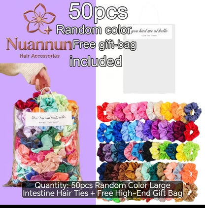 50-Piece Satin Scrunchie Set – Colourful Hair Ties for Curly, Natural & Relaxed Hair
