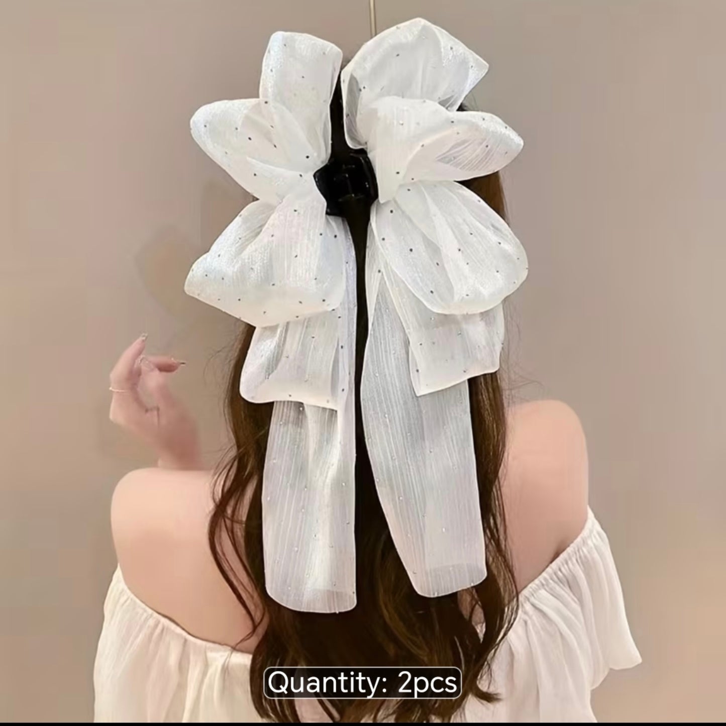 2-Piece Oversized Bow Hair Clip Set – Elegant Ribbon Hair Bows for Women