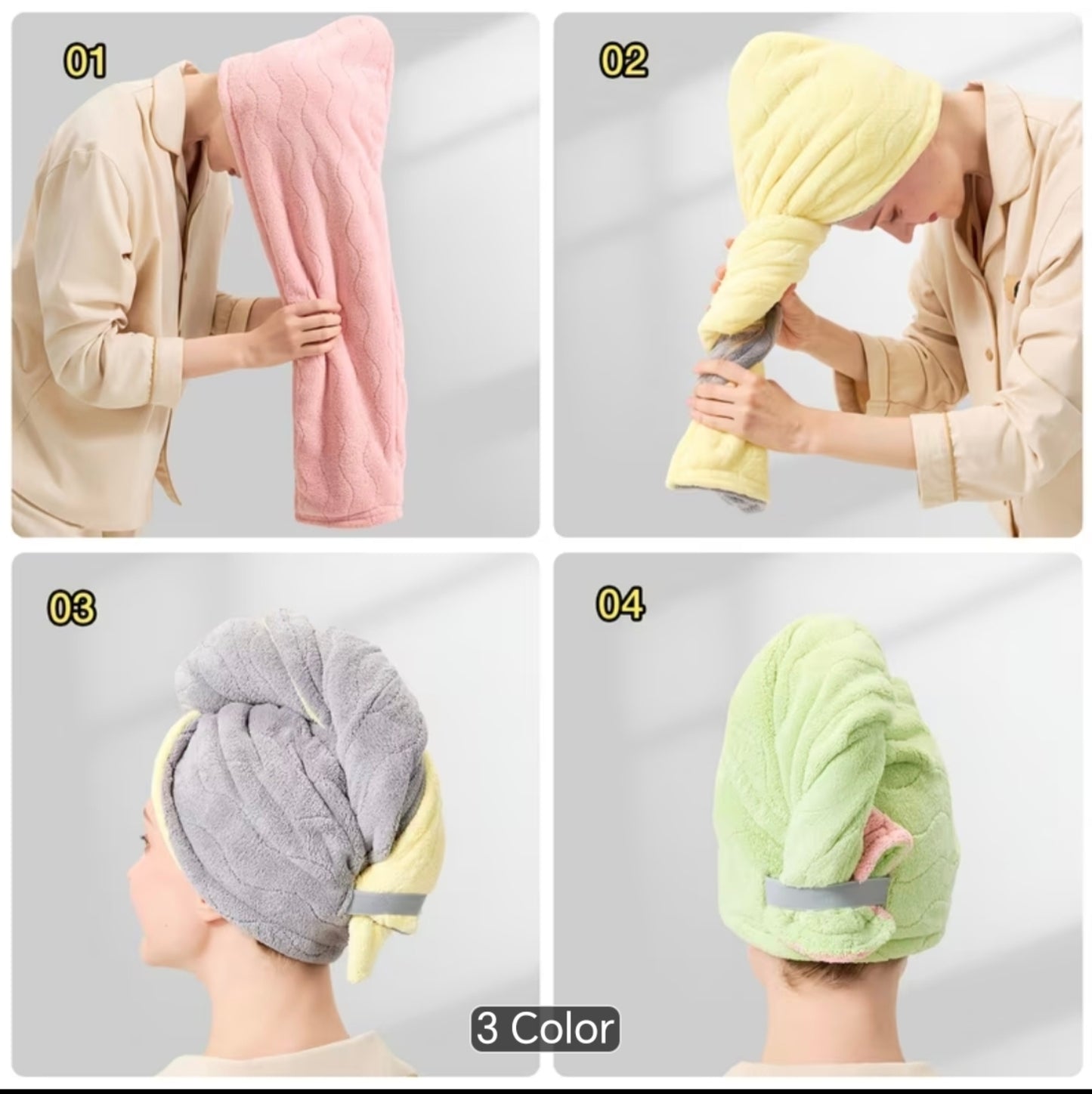Extra Large Microfibre & Thickened Hair Towel Wrap – Super Absorbent Quick-Dr Turban for Curly, Thick & Long Hair