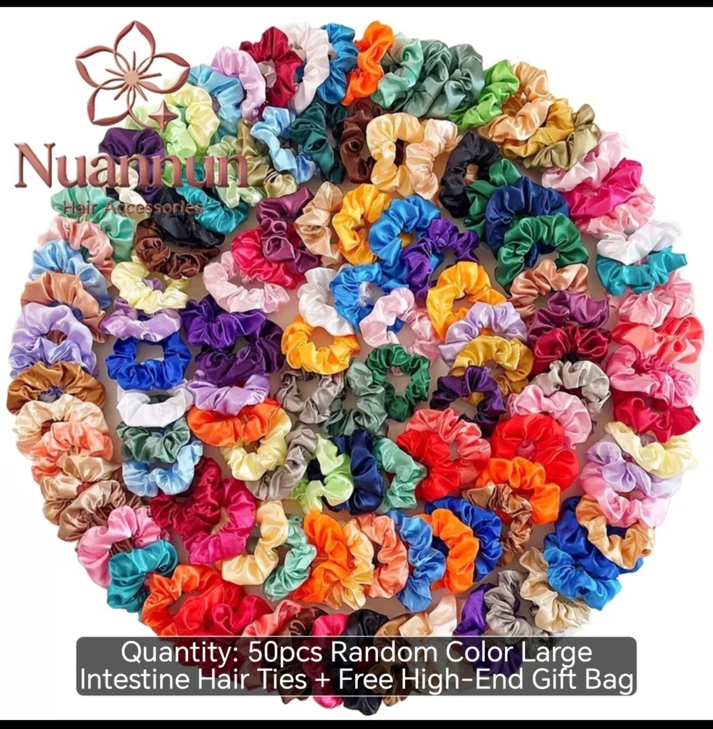 50-Piece Satin Scrunchie Set – Colourful Hair Ties for Curly, Natural & Relaxed Hair