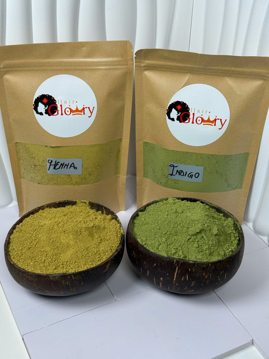 Natural Hair Dye Bundle – Pure Henna Powder & Indigo Powder for Grey Hair Coverage and Natural Hair Colour