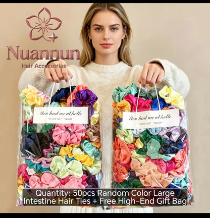50-Piece Satin Scrunchie Set – Colourful Hair Ties for Curly, Natural & Relaxed Hair