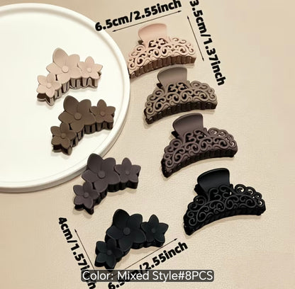 8-Piece Large Hair Claw Clip Set – Strong Hold Clips for Thick, Curly & Long Hair