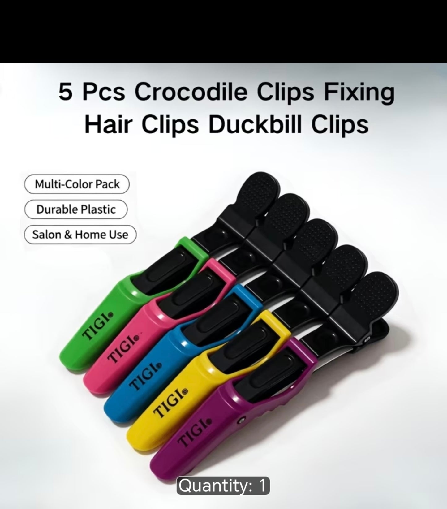 5-Piece Professional Sectioning Hair Clips – Strong Hold Crocodile Clips for Styling