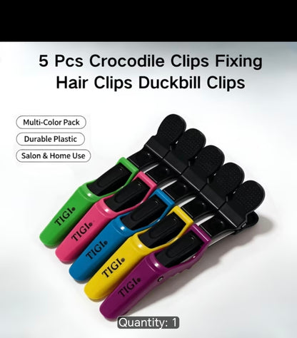 5-Piece Professional Sectioning Hair Clips – Strong Hold Crocodile Clips for Styling