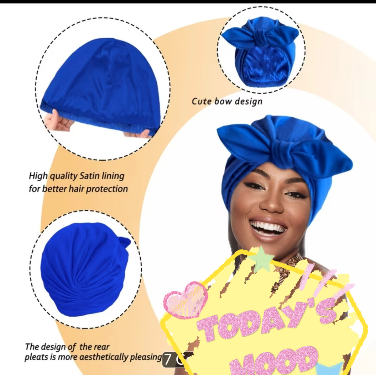 Satin-Lined Hair Bonnet with Bow – Protective Hair Bonnet for Women