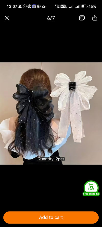 2-Piece Oversized Bow Hair Clip Set – Elegant Ribbon Hair Bows for Women
