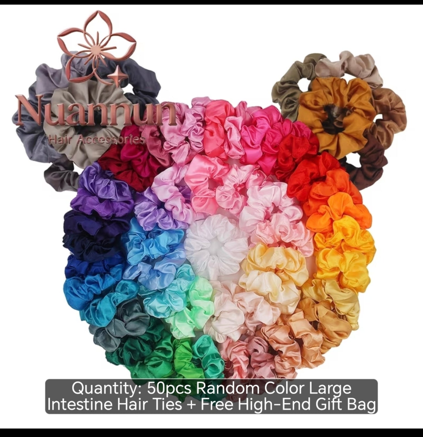 50-Piece Satin Scrunchie Set – Colourful Hair Ties for Curly, Natural & Relaxed Hair