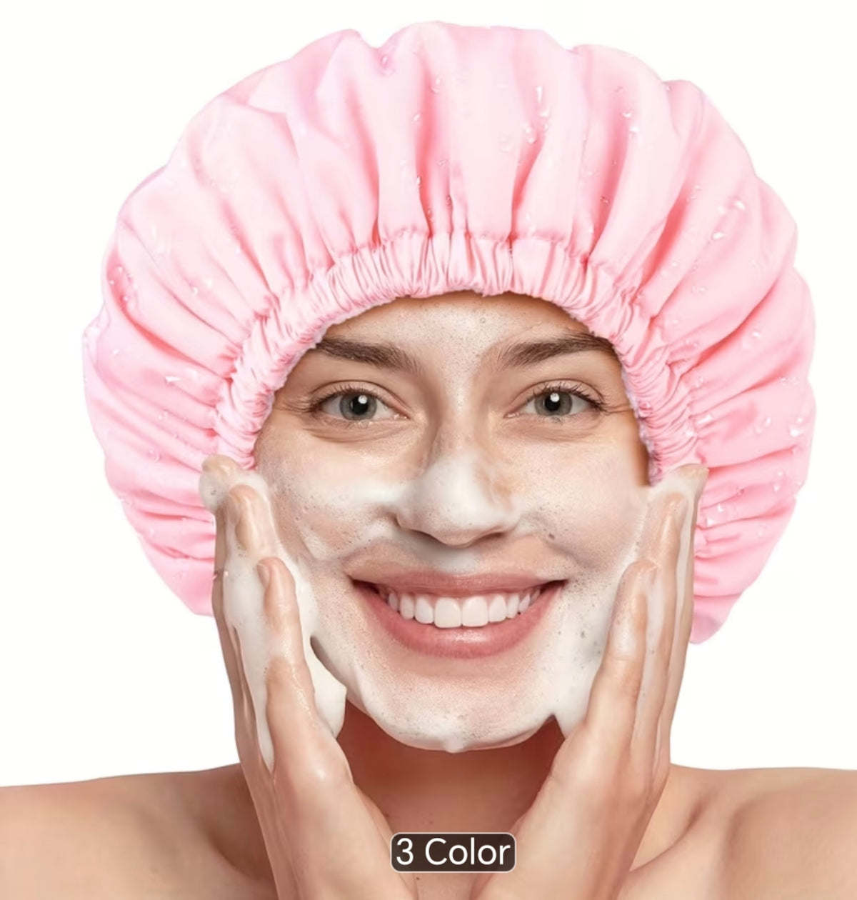 Reusable Waterproof Shower Cap for Women. Double-Layer Hair Protection Cap | 28cm