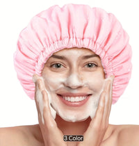 Reusable Waterproof Shower Cap for Women. Double-Layer Hair Protection Cap | 28cm