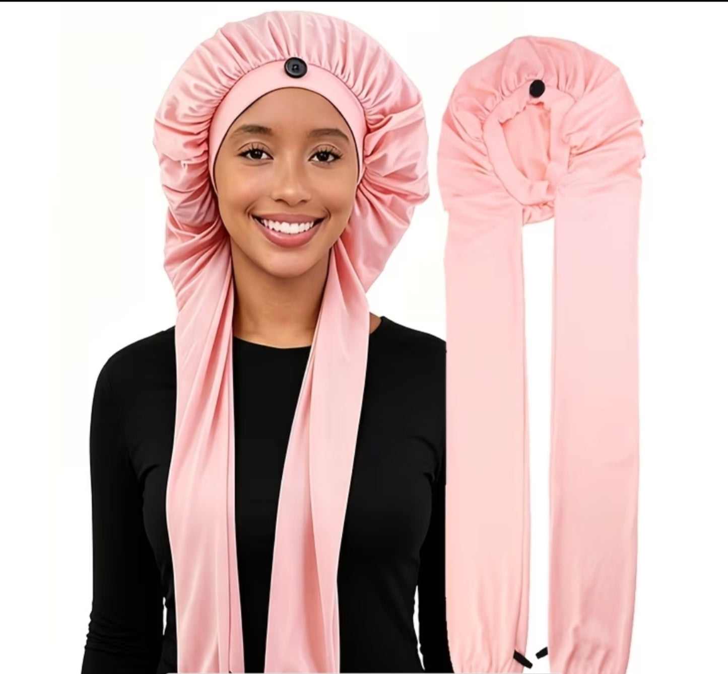 Adjustable Hair Bonnet with Long Tie Band – Day & Night Hair Protection