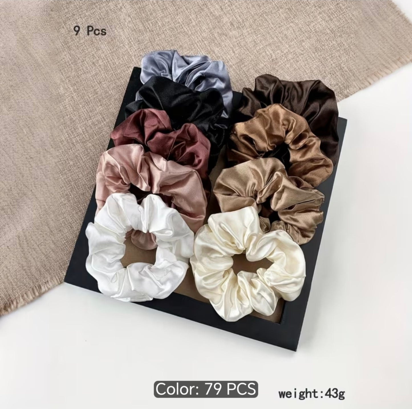 79-Piece Hair Accessories Set – Satin Scrunchies, Hair Ties & Claw Clips