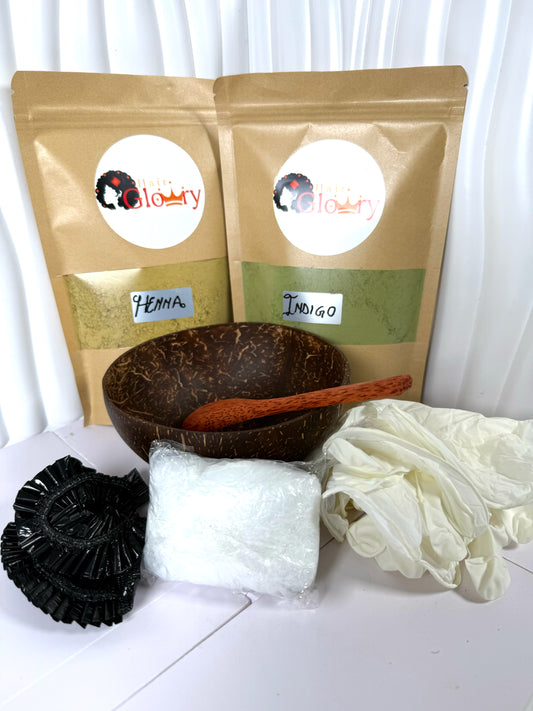 Natural Hair Dye Bundle – Pure Henna Powder & Indigo Powder for Grey Hair Coverage and Natural Hair Colour