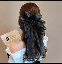 2-Piece Oversized Bow Hair Clip Set – Elegant Ribbon Hair Bows for Women