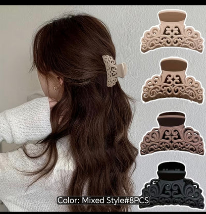 8-Piece Large Hair Claw Clip Set – Strong Hold Clips for Thick, Curly & Long Hair