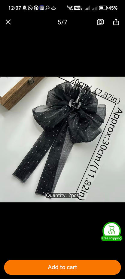 2-Piece Oversized Bow Hair Clip Set – Elegant Ribbon Hair Bows for Women
