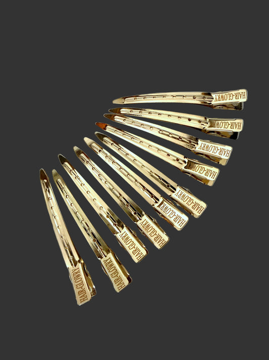 Professional Hair Sectioning Clips | Black & Gold (10 Piece)
