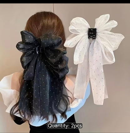 2-Piece Oversized Bow Hair Clip Set – Elegant Ribbon Hair Bows for Women