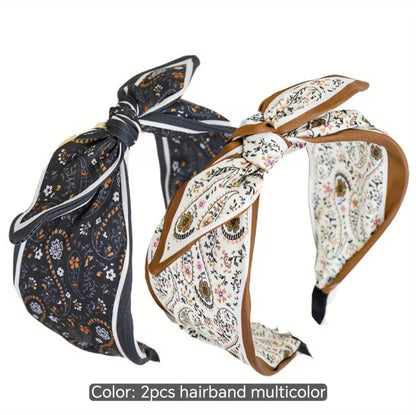 2 Piece Vintage Paisley Bow Headband Set – Wide Hairbands for Everyday Styling (Copy)