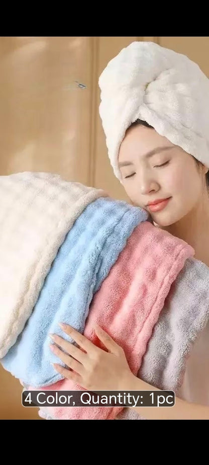 Large Microfibre Hair Towel Wrap – Super Absorbent Quick-Dry Turban for Curly, Thick & Long Hair