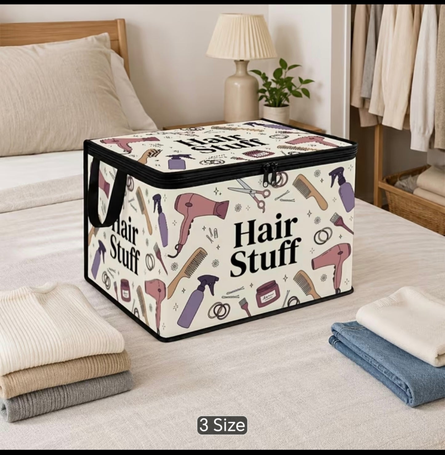Large Hair Accessories Storage Box – Foldable Organiser for Hair Products & Styling Tools