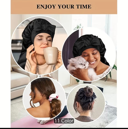 Luxury Satin Tie Bonnet  Adjustable Long Hair Sleep & Matching Hair Scrunchie Set