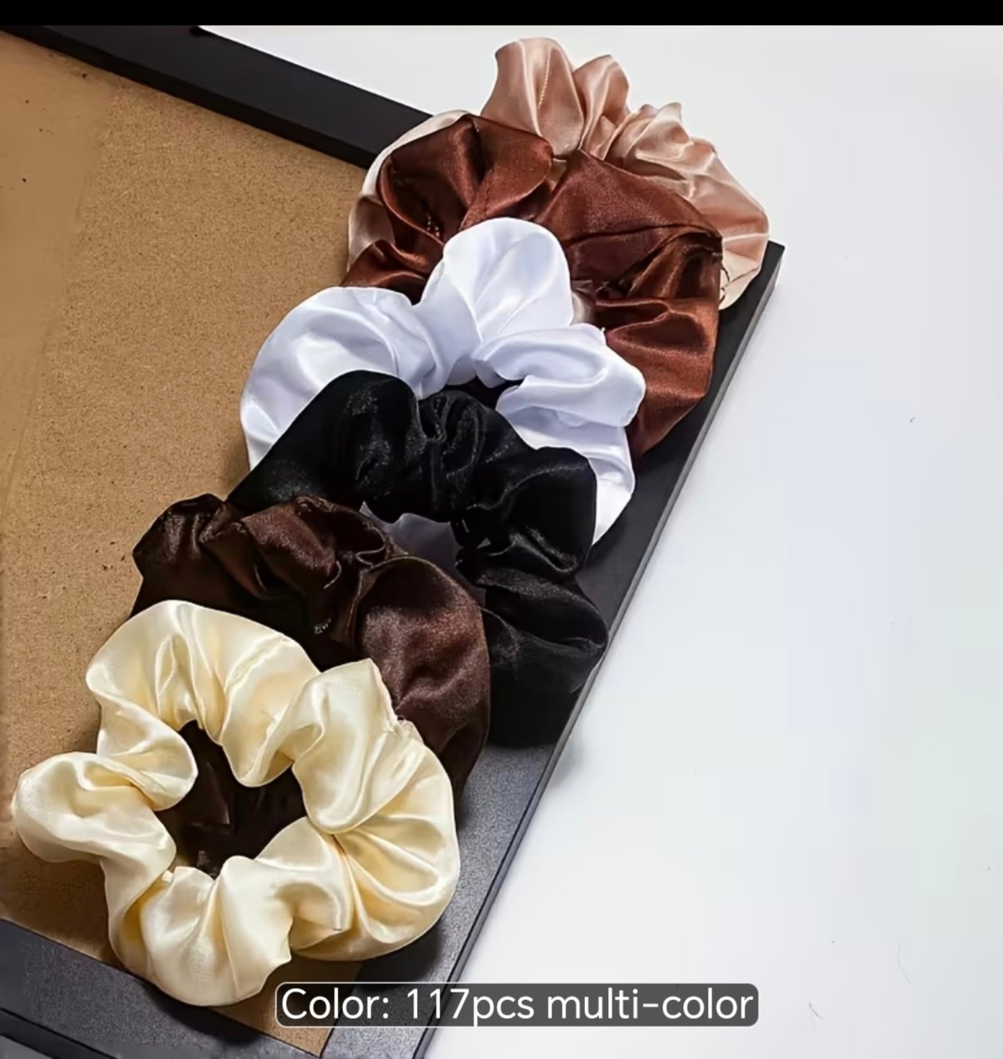 117-Piece Satin Hair Accessories Set – Scrunchies, Hair Ties & Claw Clips